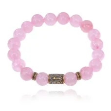 Браслет со славянской руной Леля и нат.камнем Розовый кварц BSRK-12-15