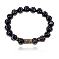 Браслет со славянской руной Леля и нат.камнем Черный агат BSRK-12-23