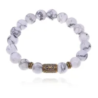 Браслет со славянской руной Рок и нат.камнем Кахолонг BSRK-13-07