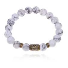 Браслет со славянской руной Даждьбог и нат.камнем Кахолонг BSRK-15-07