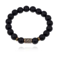Браслет со славянской руной Даждьбог и синт.камнем Шунгит BSRK-15-24