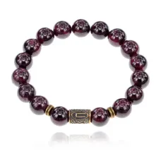 Браслет со славянской руной Перун и нат.камнем Гранат BSRK-16-06