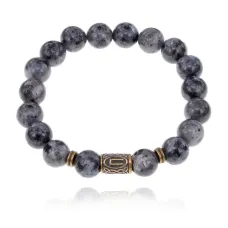 Браслет со славянской руной Перун и нат.камнем Лабрадор BSRK-16-08