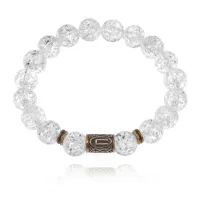 Браслет со славянской руной Перун и синт.камнем Сахарный кварц BSRK-16-16