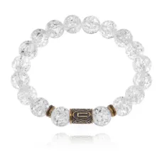 Браслет со славянской руной Перун и синт.камнем Сахарный кварц BSRK-16-16