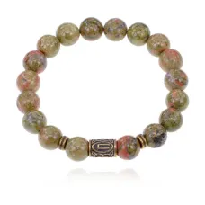 Браслет со славянской руной Перун и нат.камнем Унакит BSRK-16-20
