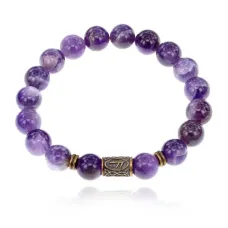 Браслет со славянской руной Есть и нат.камнем Аметист BSRK-17-03