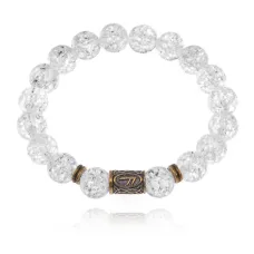 Браслет со славянской руной Есть и синтетическим камнем Сахарный кварц BSRK-17-16