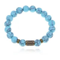 Браслет со славянской руной Исток и синт.камнем Бирюза BSRK-18-05
