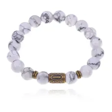 Браслет со славянской руной Исток и нат.камнем Кахолонг BSRK-18-07