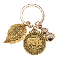 Брелок Восточный гороскоп - Бык, Пять монет и Тыква-горлянка BK092-02