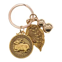 Брелок Восточный гороскоп - Кролик, Пять монет и Тыква-горлянка BK092-04