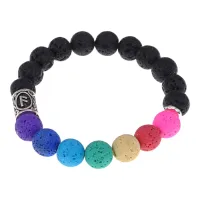 Браслет с камнем Лава и руной Ансуз BSZD-02