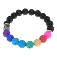 Браслет с камнем Лава и руной Иса BSZD-08