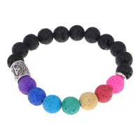 Браслет с камнем Лава и руной Турисаз BSZD-19