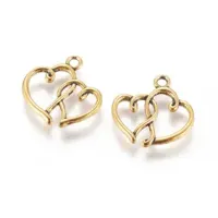 Подвеска для бижутерии Два сердца 20х19мм, цвет золот.