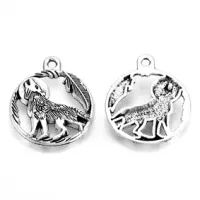 Подвеска для бижутерии Волк 26х21мм, цвет серебр. FP2007