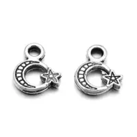 Подвеска для бижутерии Звезда и полумесяц 10х8мм, цвет серебр. FP2036