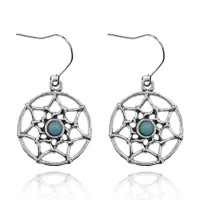 Серьги Ловец снов с бирюзой, 3,5х2х1см SE185