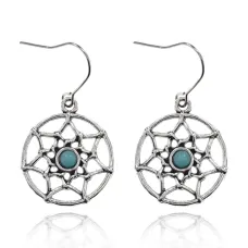 Серьги Ловец снов с бирюзой, 3,5х2х1см SE185