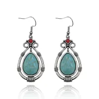 Серьги Капля с бирюзой, 5,5х2х1см SE187