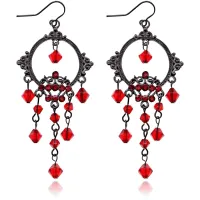 Серьги Зеркало с бусинами, цвет красный UD159-r