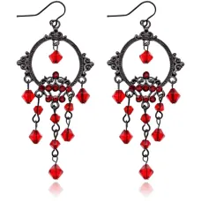 Серьги Зеркало с бусинами, цвет красный UD159-r