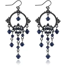 Серьги Зеркало с бусинами, цвет синий UD159-b