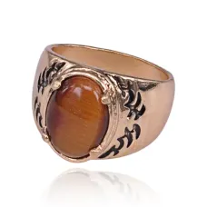 Кольцо с натуральным камнем Тигровый глаз, размер 10 KL323-10