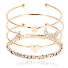 Набор безразмерных браслетов Месяц и звезды, цвет золотой 1A0023-2