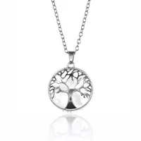 Кулон с цепочкой Дерево жизни 21мм, горный хрусталь BJK132-6