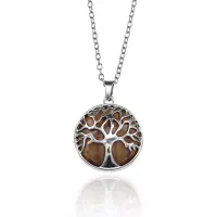 Кулон с цепочкой Дерево жизни 21мм, тигровый глаз BJK132-7