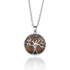 Кулон с цепочкой Дерево жизни 21мм, тигровый глаз BJK132-7