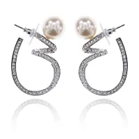 Серьги Спираль с жемчугом и стразами UD186