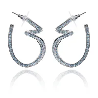 Серьги Спираль со стразами, цвет голубой UD187