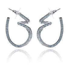 Серьги Спираль со стразами, цвет голубой UD187