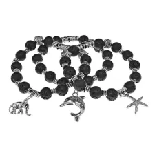 Браслет из натурального камня Лава, подвески в ассорт. BJBS-238