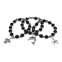 Браслет из синтетического шунгита, подвески в ассорт. BJBS-242