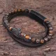 Браслет Спаси и сохрани, кожа и тигровый глаз BS893-02