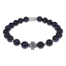 Браслет с Иисусовой молитвой, Синий авантюрин, 8мм BSHE-15-02