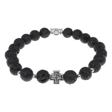 Браслет с Иисусовой молитвой, Лава, 8мм BSHE-15-09