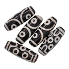 Тибетская бусина Дзи 7 глаз, нат. агат, 1 шт., ~29х10мм BDZS-031