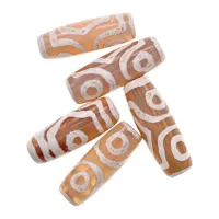 Тибетская бусина Дзи 3 глаза, нат. агат, 1 шт., ~31х11мм BDZS-035