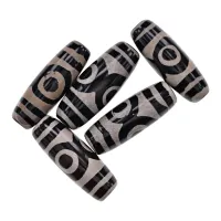 Тибетская бусина Дзи 3 глаза, нат. агат, 1 шт., ~40х15мм BDZS-036-03