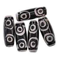 Тибетская бусина Дзи 4 глаза, нат. агат, 1 шт., ~40х15мм BDZS-036-04