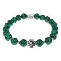 Браслет с Иисусовой молитвой, Малахит, 8мм BSHE-15-12