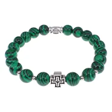Браслет с Иисусовой молитвой, Малахит, 8мм BSHE-15-12
