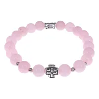 Браслет с Иисусовой молитвой, Розовый кварц, 8мм