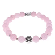 Браслет с Иисусовой молитвой, Розовый кварц, 8мм