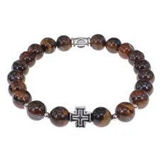 Браслет с Иисусовой молитвой, Тигровый глаз, 8мм BSHE-15-19
